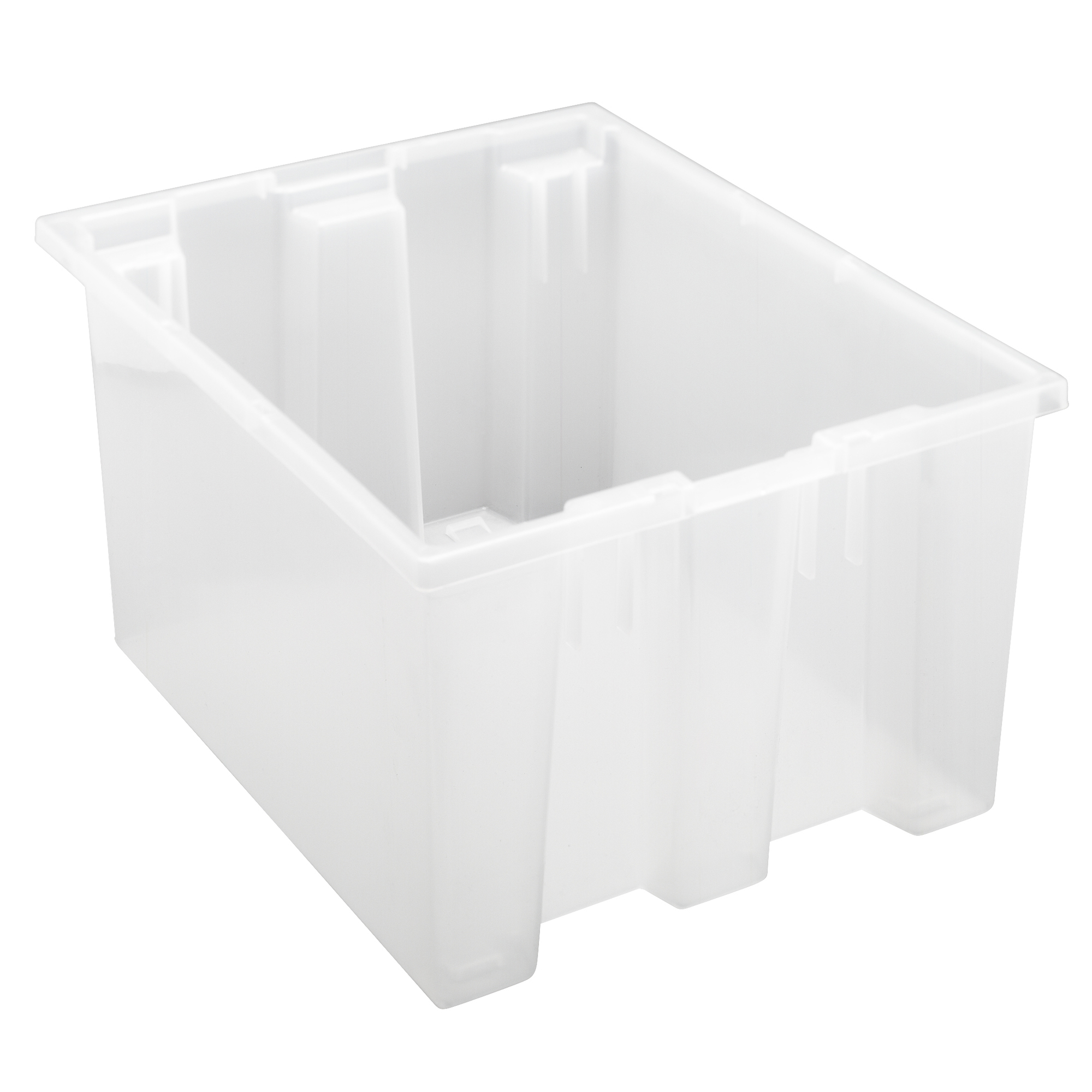 Quantum Stack and Nest Totes Clear, Polypropylene, 10in., Model# SNT190CL